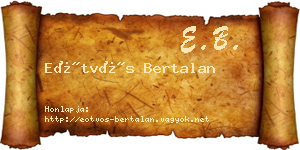 Eötvös Bertalan névjegykártya